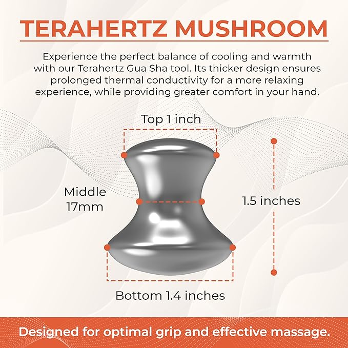 Terahertz Stone Gua Sha & Massage Tools – Authentic Terahertz Tools for Lymphatic Drainage, Tension Relief, and Facial Relaxation (Mushroom Gua Sha)