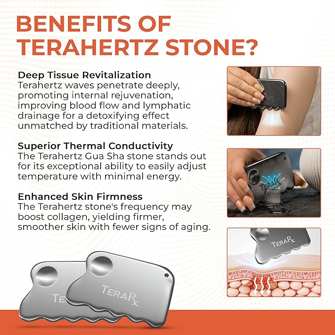 Terahertz Stone Gua Sha & Massage Tools – Authentic Terahertz Tools for Lymphatic Drainage, Tension Relief, and Facial Relaxation (Body Gua Sha)