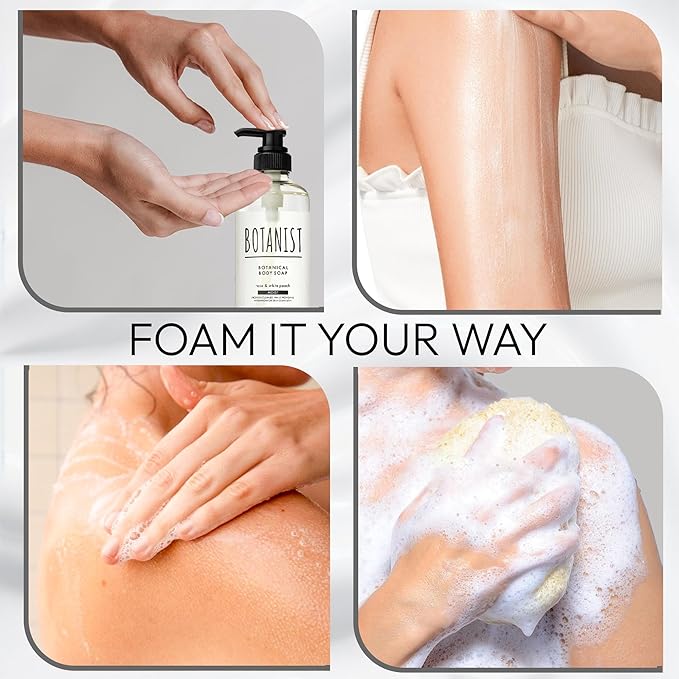 Natural Body Wash for Women, Mens Full Body Wash for Sensitive Skin by Squalane, Shea Butter& Aloe Vera, Sulfate Free Shower Gel & Bath Soap from Japan 16.5 Fl Oz 2EA Cassis & Leaf Green