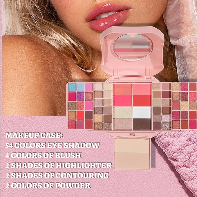 Makeup Eyeshadow Palettes,64 Colors Protable Multifunction Blush Highlighter