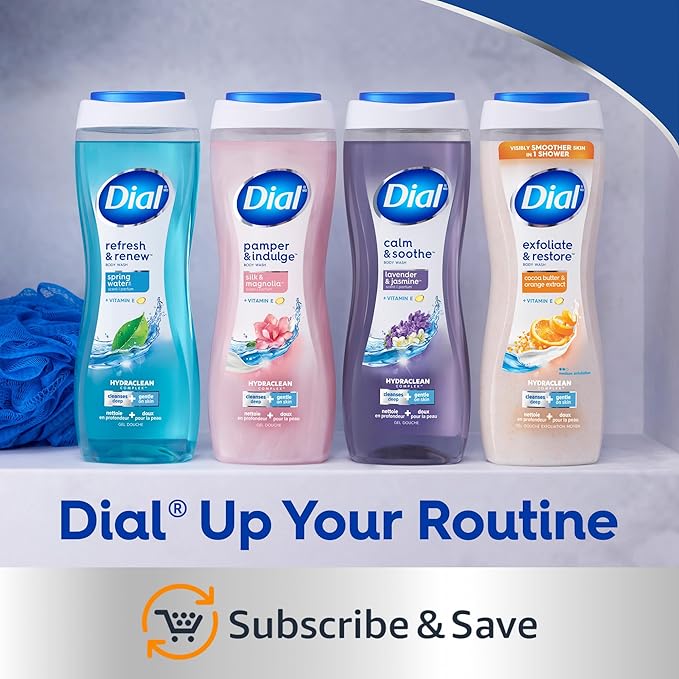 Dial Body Wash, Exfoliate & Restore Himalayan Salt, 16 Fl Oz (Pack of 4)