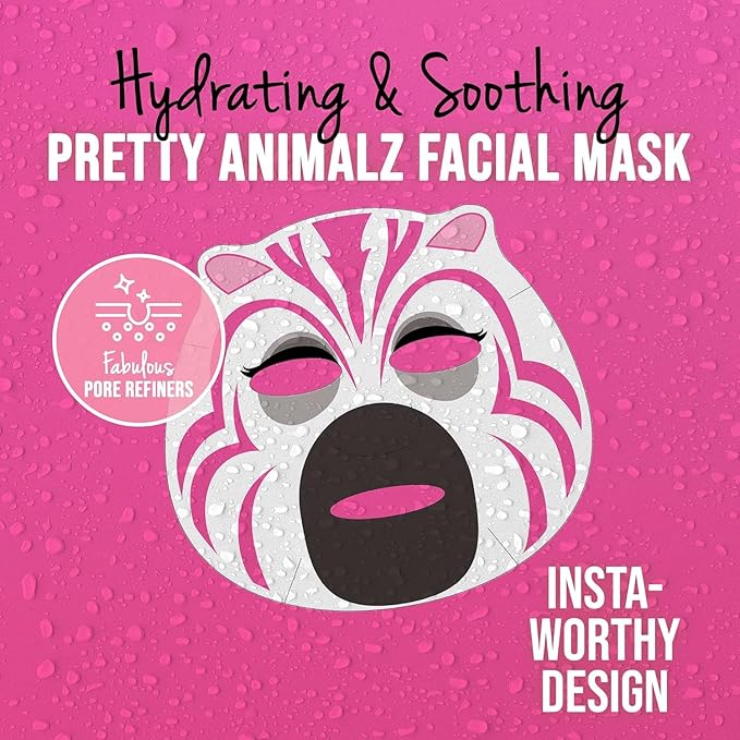 masque BAR Pretty Animalz Animal Character Sheet Mask, Korean Skin Care, Korean Spa Masks for All Skin Types, Spa Gifts, Birthday Party Gifts, Girls' Night, Skincare Party, Assorted Pack of 6