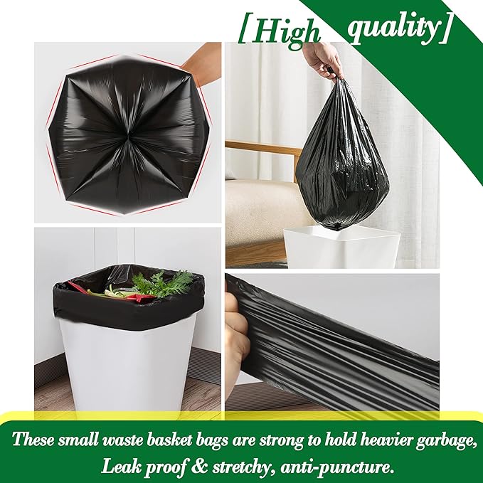 2.5 Gallon 120 pcs Small Black Trash Bags, Strong 2.5 Gallon 2.6 Gallon Garbage Bags, Bathroom Trash Can Bin Liners,Mini Bags Waste Basket Liner,Fit 6-10 Liter, 2-2.5 Gal-Black-120