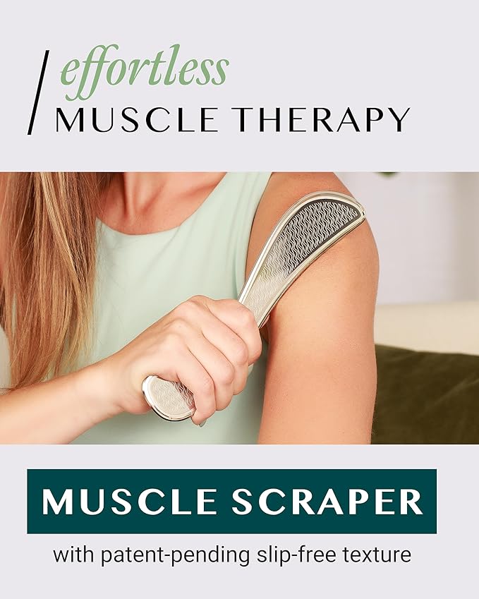 Muscle Scraper Tool with Patent-Pending Non-Slip Grip – Family-Owned Brand - Myofascial Release Tool to Relieve Tension – Massage Scraper for Sore Muscles - Stainless Steel Gua Sha for The Whole Body