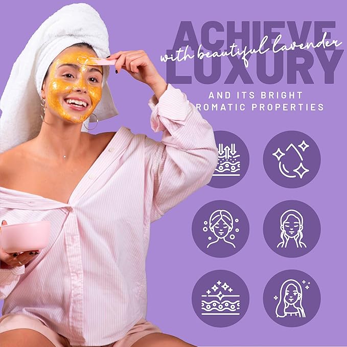 BRÜUN Peel-Off Lavender Jelly Mask for Face Care – A 23 fl oz Rubber Mask Jar for 30 to 35 Treatments – A Skin Care Moisturizing Gel Mask of Spa Set for Men, Women and Adults
