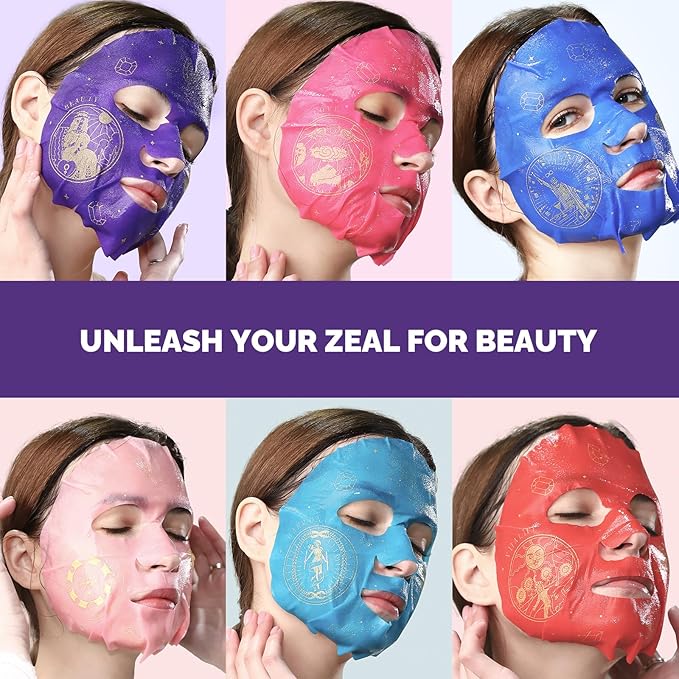 Zealsea Face Masks Skincare, Collagen Face Mask for Anti Aging, Hydrating Face Masks, Astaxanthin Q10 Face Mask for Antioxidant, Magic All-in-one Sheet Mask, Self Care Gift for at Home Spa Party 6pack