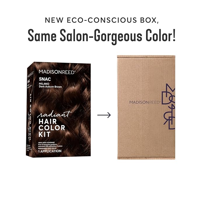 Madison Reed Radiant Hair Color Kit | 6NAC Medium Chocolate Brown with Copper-Auburn Undertones (Verona) for 100% Gray Hair Coverage | Dimensional Permanent Hair Dye | PPD & Ammonia-Free | 1 Pack