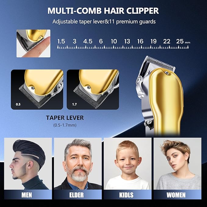 Professional Hair Clippers for Men- Hair Cutting Kit,T-Blade Trimmer Combo- Cordless Barber Clipper Set with LED Display, Birthday Gifts for Men Women