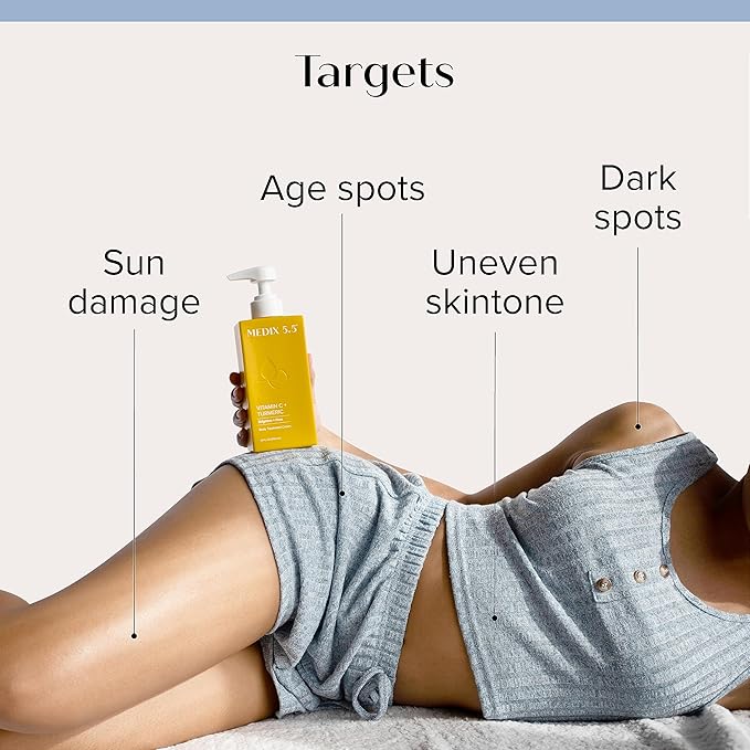 Medix 5.5 Anti Aging Skin Care 3PC Set | Vitamin C Body Cream + Exfoliating AHA Glycolic Acid Foaming Face & Body Wash + Vitamin F Booster Serum, Wash + Treat + Hydrate Skincare Set