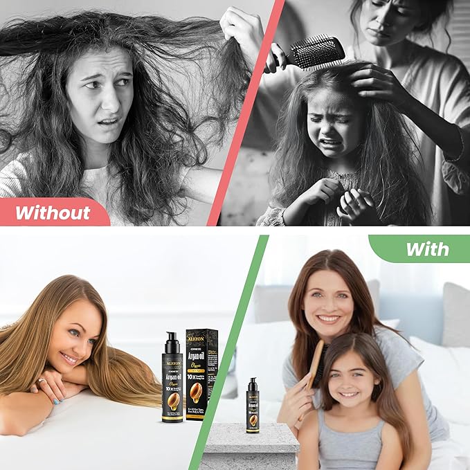 𝓐𝓛𝓕𝓩𝓞𝓝 Moroccan Argan Oil 100% Pure USDA Organic, Cold Pressed, Hair Treatment & Growth For Dry, Damaged, Curly & Frizzy Hair, Skin, Face, Body & Beard, Anti Aging For Women & Men, Large 3.38 oz