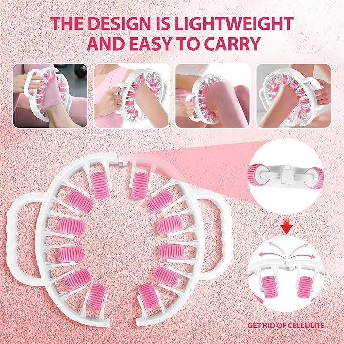 Docemel Massager Roller for Cellulite&Lymphatic Drainage – Fascia Muscle Roller Stick for Legs, Thighs,Calf–Deep Tissue Massage Tool for Pain Relief,Body Sculpting, Anti-Cellulite,Athletes Recovery