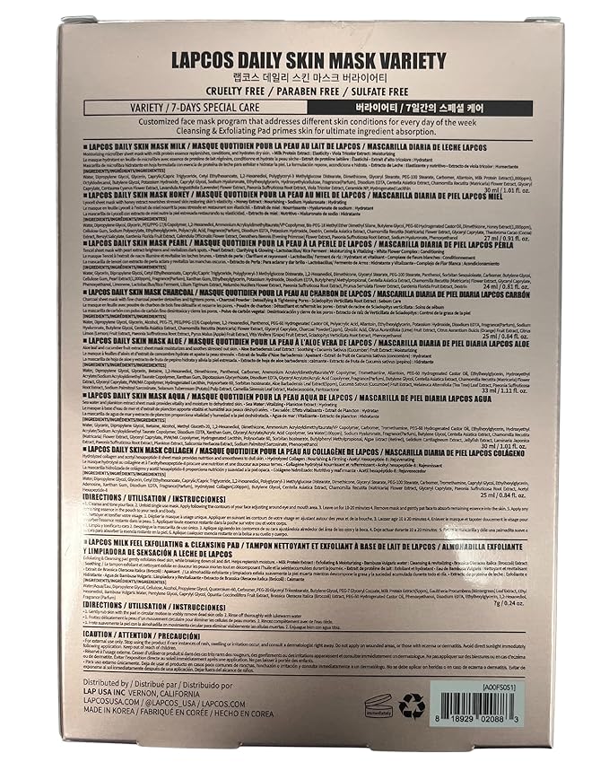 Lapcos daily sheet mask variety