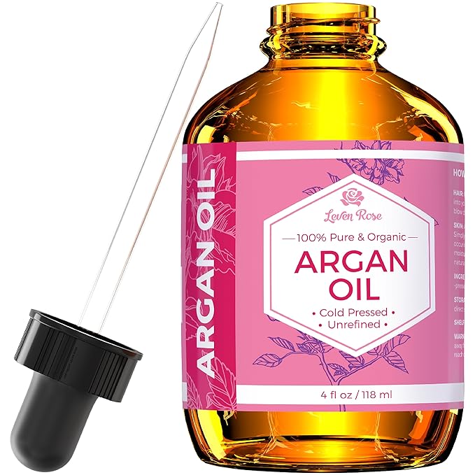 Leven Rose Argan Oil for Face, Hair and Skin - 4 oz 100% Pure Moroccan Cold-Pressed Organic