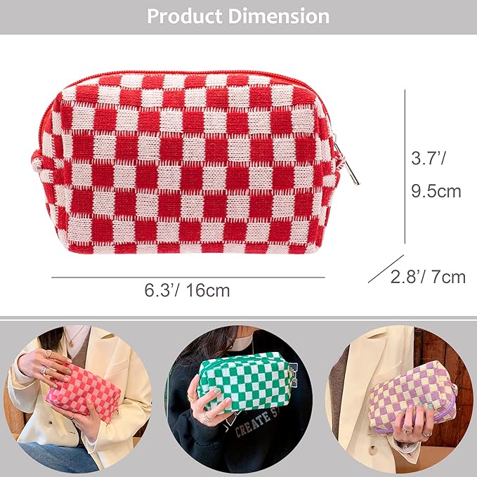 Pazimiik checkered makeup bag for
