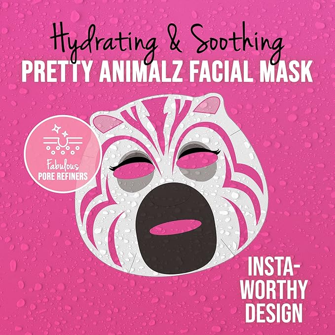 masque BAR Pretty Animalz Animal Character Sheet Mask, Korean Skin Care, Korean Spa Masks for All Skin Types, Spa Gifts, Birthday Party Gifts, Girls' Night, Skincare Party, Assorted Pack of 12