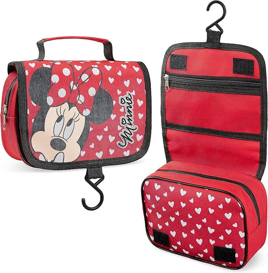 Disney Stitch Hanging Toiletry Bags for Women Teenagers Girls Minnie Mouse Cosmetic Bag Travel Accessories Stitch Gifts (Red Minnie)