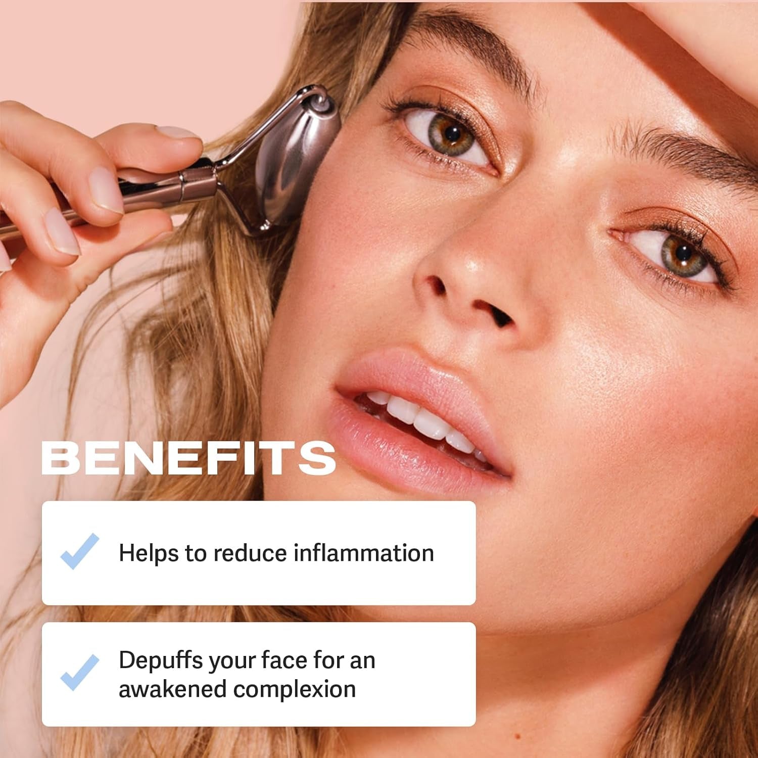 Stainless Steel Face Roller Skin Care and Lymphatic Drainage — Cooling Metal Roller for Puffiness, Wrinkles, and Face Lifting, Dual-Sided Facial and Eye Massager with Travel Pouch