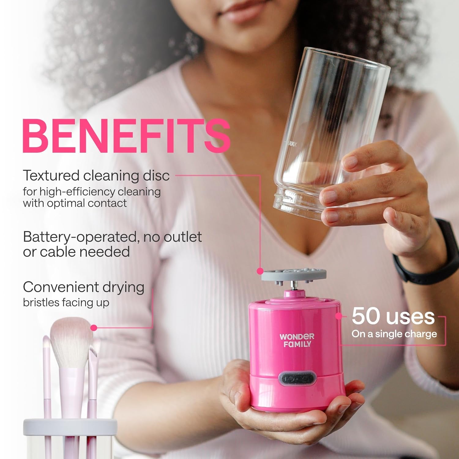 3-In-1 Electric Makeup Brush Cleaner Machine – Clean and Dry Makeup Brushes & Tools & Sponges Automatically – Make up Dryer & Washer & Holder Combined – Make up Brush Cleaner Cleanser Machine